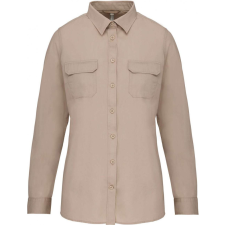KARIBAN Női blúz Kariban KA591 Ladies&#039; Long Sleeved Safari Shirt -2XL, Beige blúz