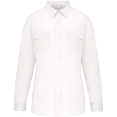 KARIBAN Női blúz Kariban KA591 Ladies' Long Sleeved Safari Shirt -M, White