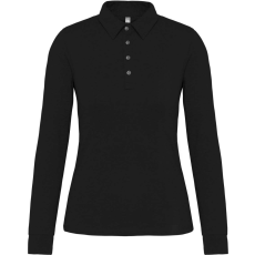 KARIBAN Női galléros hosszú ujjú jersey póló, Kariban KA265, Black-2XL