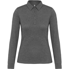 KARIBAN Női galléros hosszú ujjú jersey póló, Kariban KA265, Grey Heather-L