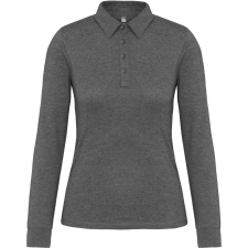 KARIBAN Női galléros hosszú ujjú jersey póló, Kariban KA265, Grey Heather-S női póló