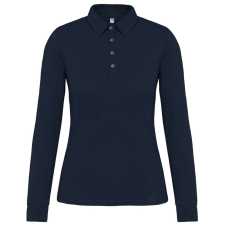 KARIBAN Női galléros hosszú ujjú jersey póló, Kariban KA265, Navy-XS női póló