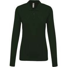 KARIBAN Női galléros hosszú ujjú piké póló, Kariban KA257, Forest Green-XL