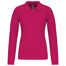 KARIBAN Női galléros hosszú ujjú piké póló, Kariban KA257, Fuchsia-L női póló