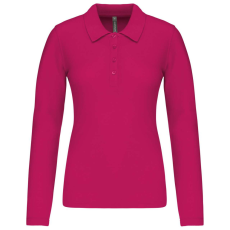 KARIBAN Női galléros hosszú ujjú piké póló, Kariban KA257, Fuchsia-M