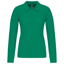 KARIBAN Női galléros hosszú ujjú piké póló, Kariban KA257, Kelly Green-M női póló