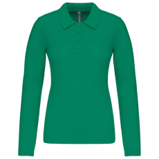 KARIBAN Női galléros hosszú ujjú piké póló, Kariban KA257, Kelly Green-S