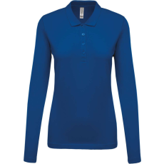 KARIBAN Női galléros hosszú ujjú piké póló, Kariban KA257, Light Royal Blue-S