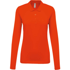 KARIBAN Női galléros hosszú ujjú piké póló, Kariban KA257, Orange-XL női póló