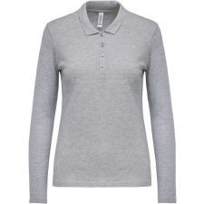 KARIBAN Női galléros hosszú ujjú piké póló, Kariban KA257, Oxford Grey-3XL női póló