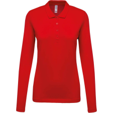 KARIBAN Női galléros hosszú ujjú piké póló, Kariban KA257, Red-XL női póló