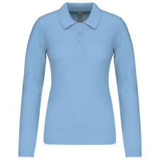 KARIBAN Női galléros hosszú ujjú piké póló, Kariban KA257, Sky Blue-XL női póló