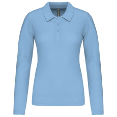 KARIBAN Női galléros hosszú ujjú piké póló, Kariban KA257, Sky Blue-XS