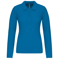 KARIBAN Női galléros hosszú ujjú piké póló, Kariban KA257, Tropical Blue-2XL női póló