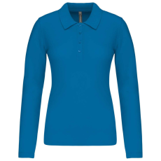 KARIBAN Női galléros hosszú ujjú piké póló, Kariban KA257, Tropical Blue-XL