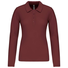 KARIBAN Női galléros hosszú ujjú piké póló, Kariban KA257, Wine-3XL női póló