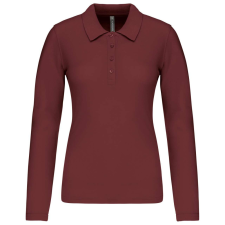 KARIBAN Női galléros hosszú ujjú piké póló, Kariban KA257, Wine-XL női póló