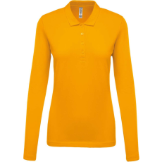 KARIBAN Női galléros hosszú ujjú piké póló, Kariban KA257, Yellow-3XL
