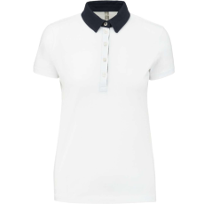 KARIBAN Női galléros jersey póló, kontrasztos gallérral, Kariban KA261, White/Navy-2XL