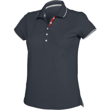 KARIBAN Női galléros piké póló, kontrasztcsíkos szélekkel, Kariban KA252, Navy/White/Red-M női póló