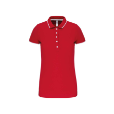 KARIBAN Női galléros piké póló, kontrasztcsíkos szélekkel, Kariban KA252, Red/White/Navy-2XL női póló