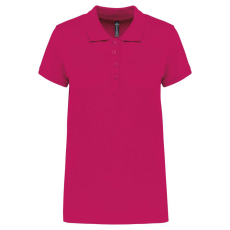 KARIBAN Női galléros piké póló, rövid ujjú, Kariban KA255, Fuchsia-M