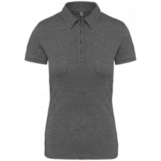 KARIBAN Női galléros rövid ujjú jersey póló, Kariban KA263, Grey Heather-2XL