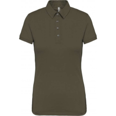 KARIBAN Női galléros rövid ujjú jersey póló, Kariban KA263, Light Khaki-M