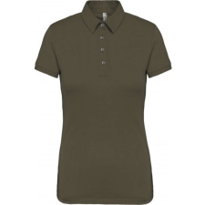 KARIBAN Női galléros rövid ujjú jersey póló, Kariban KA263, Light Khaki-S női póló