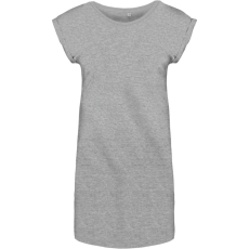 KARIBAN Női hosszú pólóruha, rövid ujjú, Kariban KA388, Light Grey Heather-S/M