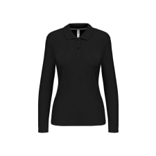 KARIBAN Női hosszú ujjú galléros piké póló, Kariban KA244, Black-3XL női póló