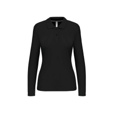KARIBAN Női hosszú ujjú galléros piké póló, Kariban KA244, Black-S