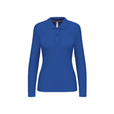 KARIBAN Női hosszú ujjú galléros piké póló, Kariban KA244, Light Royal Blue-XL