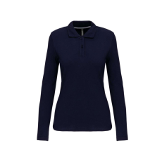 KARIBAN Női hosszú ujjú galléros piké póló, Kariban KA244, Navy-XL