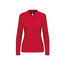 KARIBAN Női hosszú ujjú galléros piké póló, Kariban KA244, Red-3XL női póló