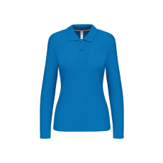 KARIBAN Női hosszú ujjú galléros piké póló, Kariban KA244, Tropical Blue-3XL