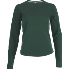 KARIBAN Női hosszú ujjú kereknyakú pamut póló, Kariban KA383, Forest Green-2XL női póló