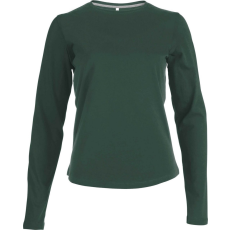 KARIBAN Női hosszú ujjú kereknyakú pamut póló, Kariban KA383, Forest Green-XL