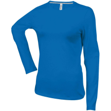 KARIBAN Női hosszú ujjú kereknyakú pamut póló, Kariban KA383, Light Royal Blue-L női póló