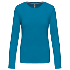 KARIBAN Női hosszú ujjú kereknyakú pamut póló, Kariban KA383, Tropical Blue-2XL női póló