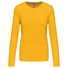 KARIBAN Női hosszú ujjú kereknyakú pamut póló, Kariban KA383, Yellow-2XL női póló