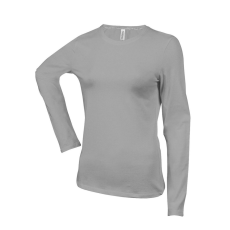 KARIBAN Női hosszú ujjú kereknyakú póló, Kariban KA383, Oxford Grey-2XL