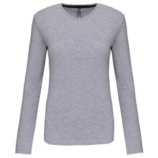 KARIBAN Női hosszú ujjú kereknyakú póló, Kariban KA383, Oxford Grey-L