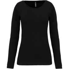 KARIBAN Női hosszú ujjú kereknyakú sztreccs póló, Kariban KA3017, Black-XL női póló