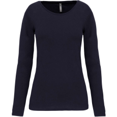 KARIBAN Női hosszú ujjú kereknyakú sztreccs póló, Kariban KA3017, Navy-2XL