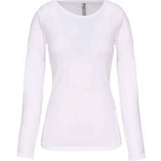 KARIBAN Női hosszú ujjú kereknyakú sztreccs póló, Kariban KA3017, White-XL