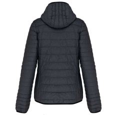 KARIBAN Női kapucnis bélelt meleg és ultrakönnyű kabát , Kariban KA6111, Marl Dark Grey-2XL