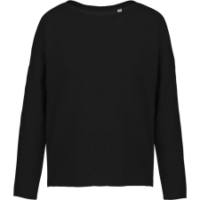 KARIBAN Női laza szabású környakas pulóver, Kariban KA471, Black-S/M női pulóver, kardigán