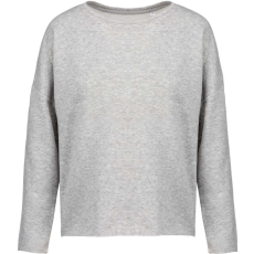 KARIBAN Női laza szabású környakas pulóver, Kariban KA471, Light Grey Heather-S/M
