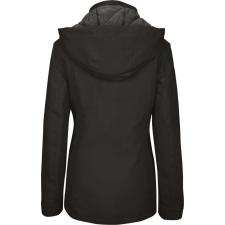 KARIBAN Női levehető kapucnis bélelt kabát, Kariban KA6108, Black-L női dzseki, kabát